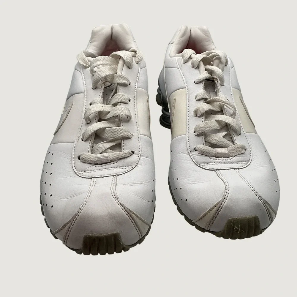 Nike Shox Rivalry White Metallic Silver Leather Sneakers 343900-111 Mens 9.5